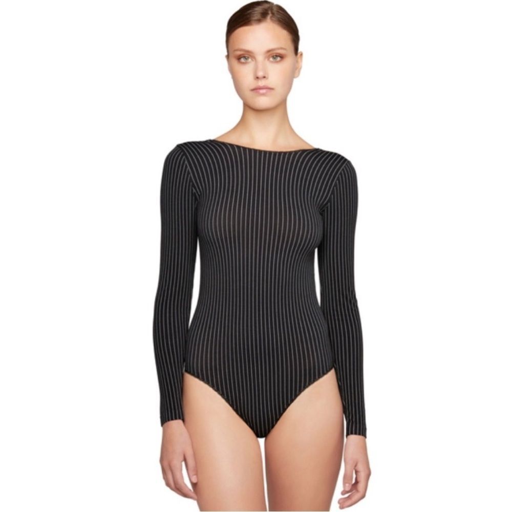 Wolford Rey Pinstripe Bodysuit Retail $374